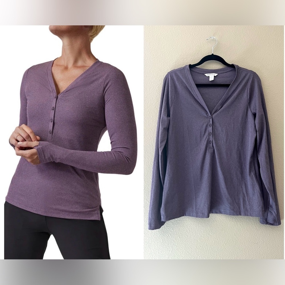 Athleta Uptempo Ribbed Long Sleeve Henley Top